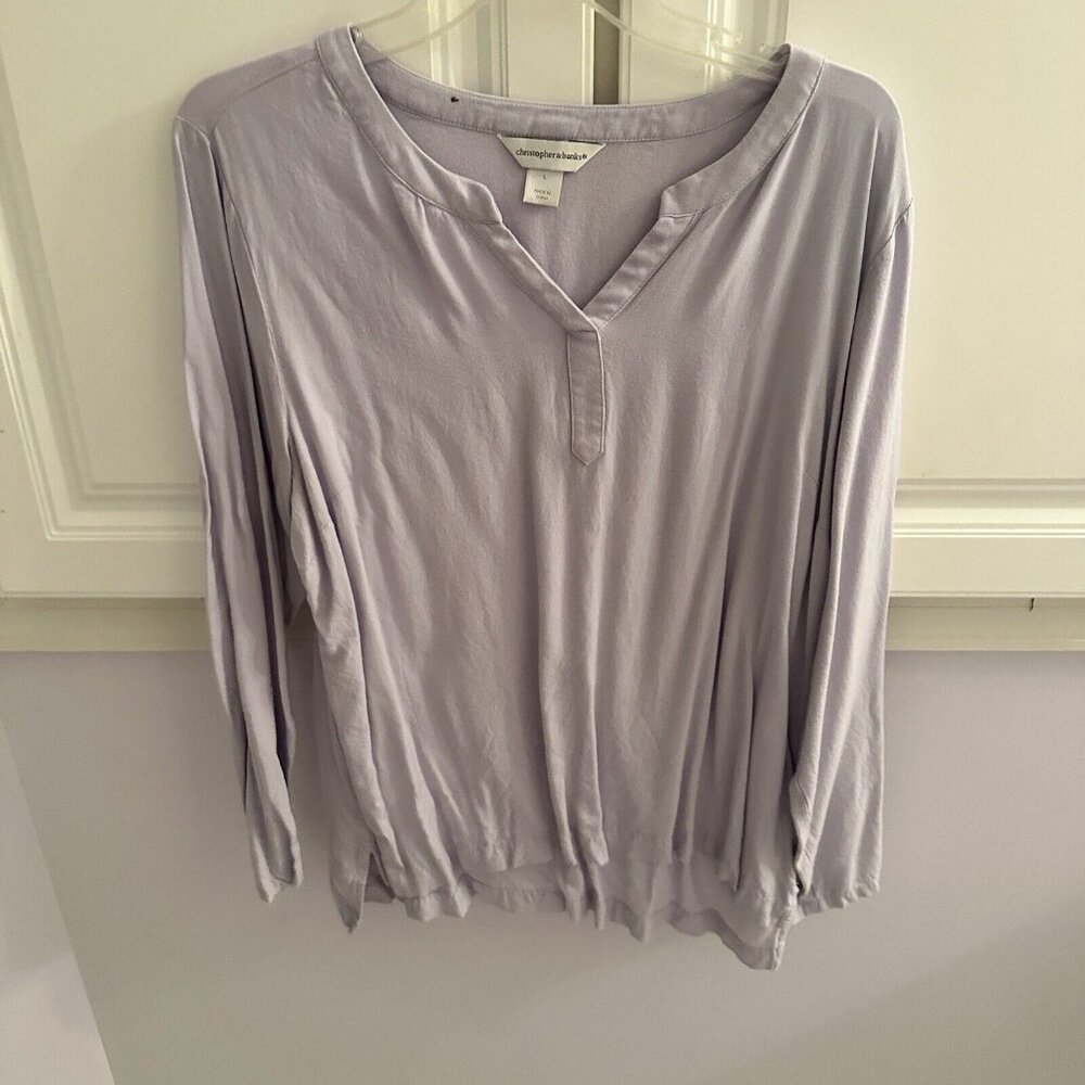 Christopher & Banks Women's Purple Half-Button Top Size L | Casual‎ Blouse
